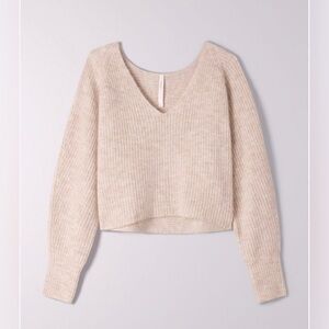 Aritzia The Group Babaton Tessin Sweater Oversized Cropped Knit Sweater Cream, M